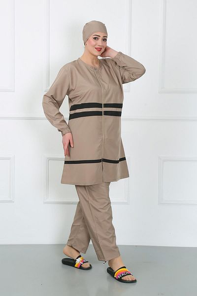 Celira Plus Size Hijab Swimsuit Beige 44020