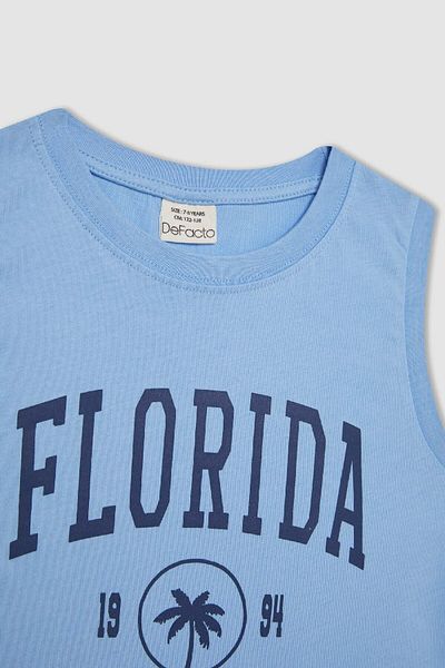 DeFacto Chłopięcy tank top z okrągłym dekoltem i nadrukiem - C5110A824HS