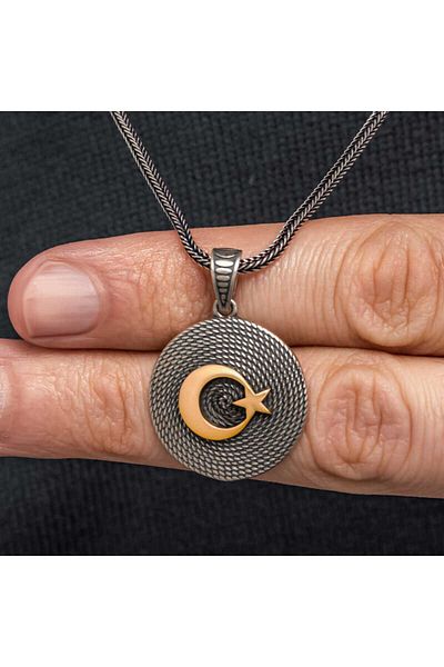 Skygo Silver Moon Star Men's Necklace