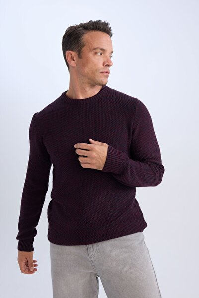 DeFacto Standart Fit Normal Kesim Bisiklet Yaka Dokulu Basic Düz Triko Kazak R1175az24wn