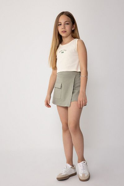 DeFacto Girl's 2-Piece Set Ribbed Camisole Printed Undershirt Top Elastic Waist Shorts Skirt C7501A824Sm