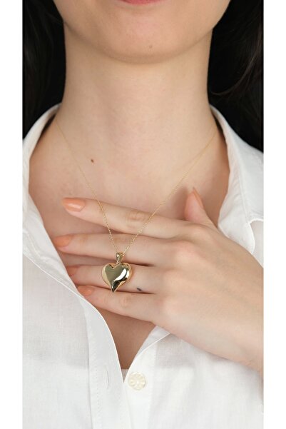 Arpaş 14 Ayar Altın Bombeli Büyük Kalpli Kolye Ucu 458