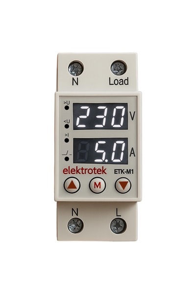 Elektrotek ETK-M1 Monofaze Gerilim ve Akım Koruyucu Röle 63A Ayarlanabilir- C...
