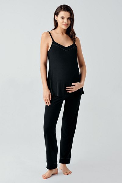 Artış Strappy Flexible Viscous Maternity Dressing Gown Pajama Set