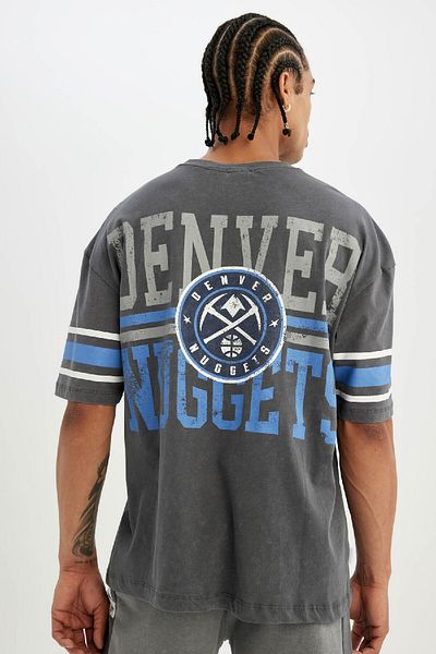 DeFacto Μπλουζάκι NBA Denver Nuggets Oversize - Crew Neck, βαρύ ύφασμα, κοντό μανίκι B9903AX24SM