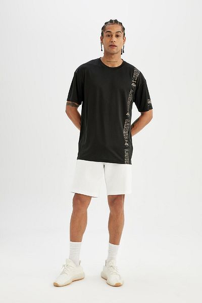 DeFacto Los Angeles Lakers Boxy Fit T-Shirt - Crew Neck, Heavy Fabric, Short Sleeve C7306Ax24Sm