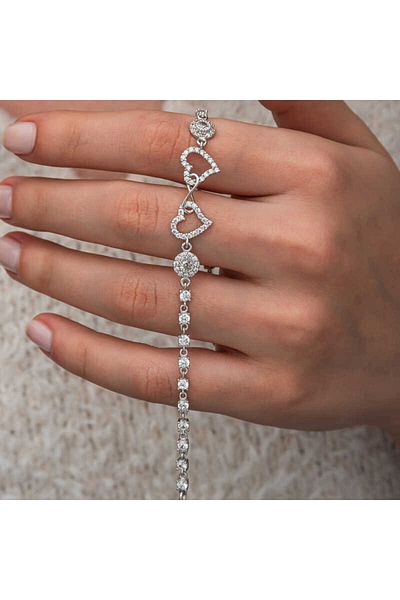 Skygo Silver Infinity Two Hearts Women's Bracelet
