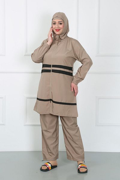 Celira Plus Size Hijab Swimsuit Beige 44020