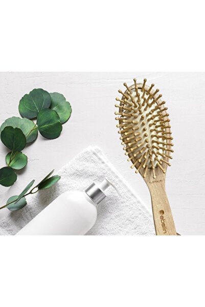 ERATOS Ahşap Saç Fırçası | Bambu Dişli | Çanta Boyu Tarak 21 Cm |