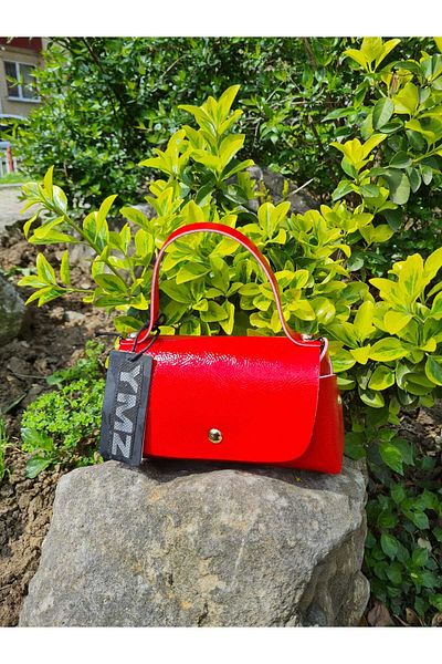 YMZBAG Mini Red Serrated Patent Leather Handbag