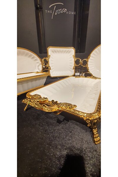 ROY KING Elegance Gold Döküm Kenar 6 Parça Porselen Sunum Seti