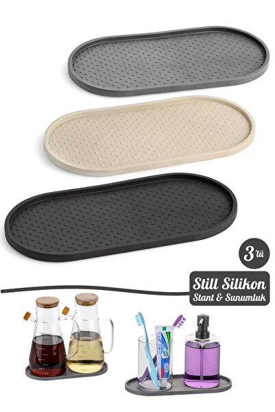 Berdina Home 3 Adet Silikon Kaymaz Yağdanlık Altlığı Sabunluk Standı Sunum Te...