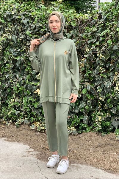 Moda Rosa 25Y2241 - Green - Jacket with Flowers Modal Double Suit