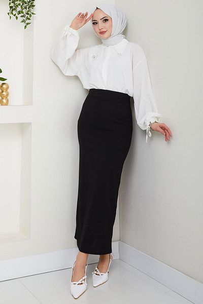 hafsamina Μολύβι φούστα Week in Black (HM2714)