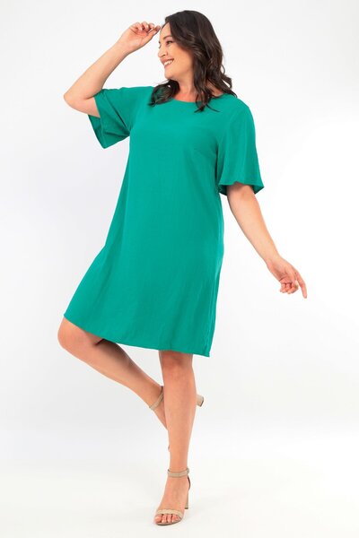 Trend42plus Large Size Short Sleeve Green Dress