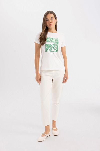 DeFacto Crew Neck Printed Regular Fit T-Shirt C8766AX24SP