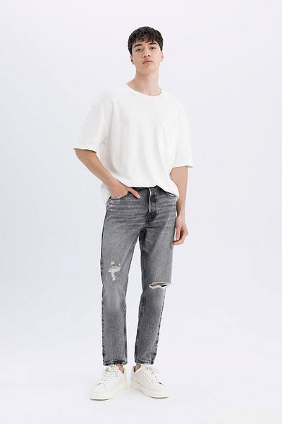 DeFacto Slim Fit Jeanshose mit hohem Bund und Schlitzdetail - C9829ax24sm