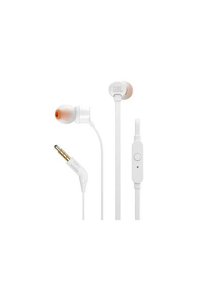 JBL T110 In-Ear Headphones with JBL Pure Bass Sound and One-Button Remote – White