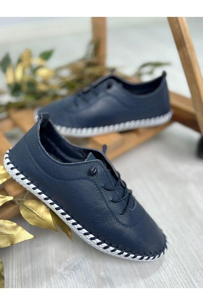 Zerenyus Derinyus 100% γνήσιο δερμάτινο σανδάλι - Navy Blue