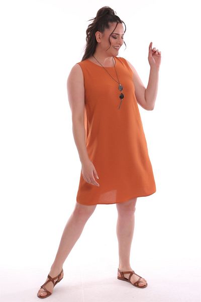 Trend42plus Αμάνικο φόρεμα κανέλας Plus Size