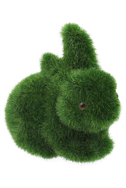 LUZAB Dekoratif Yeşil Yapay Yosun Bahçe Süsü Mini Strafor Tavşan 15x12 cm