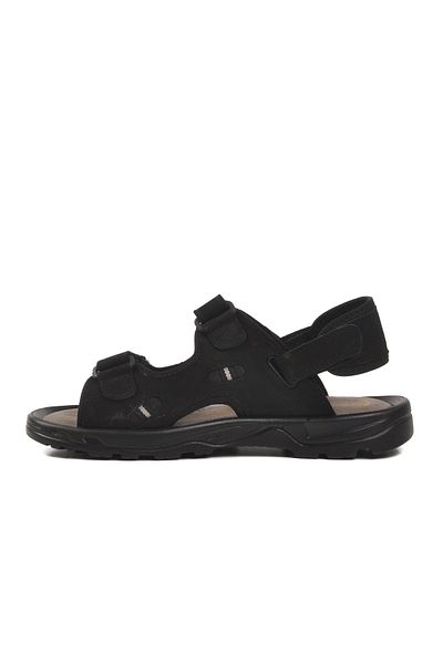 AYAKMOD Μαύρα ανδρικά σανδάλια από γνήσιο δέρμα Nubuck 1405 M