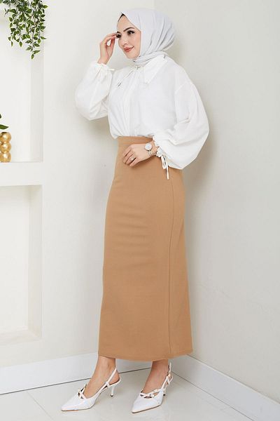 hafsamina Μολύβι Φούστα Mink HM2714