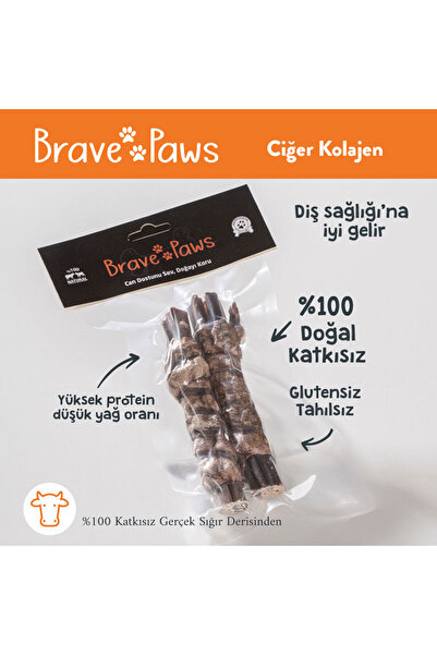 BRAVE PAWS Köpek Ödülü Çiğer Kolajen Çubuk Ödül Maması 2 li