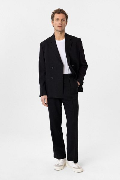 Antioch Black Relax Fit Linen Blended Men's Blazer Jacket
