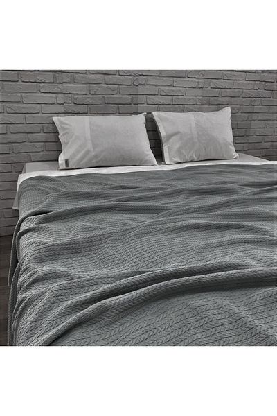 Kotonia Home - Pique Blanket, 220x240 Cm, 100% Cotton, Dark Grey