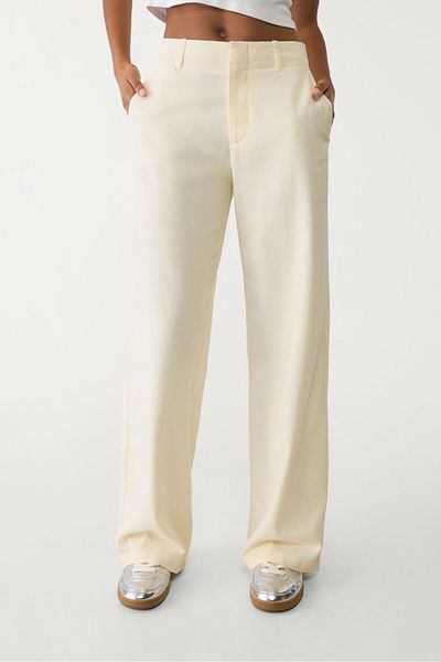 Stradivarius Flowing linen blend straight-leg trousers