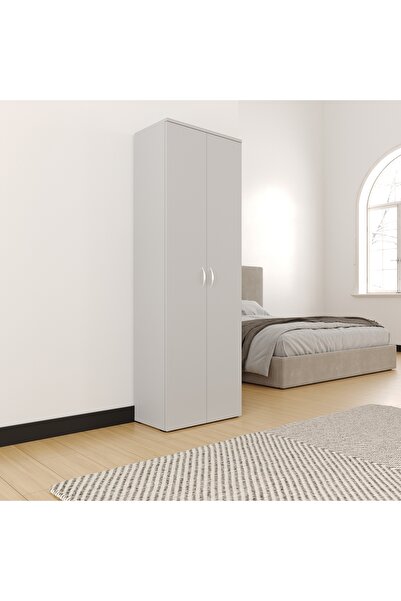 Furni24 Ahşap Gardırop, Elbise Dolabı, Çok Amaçlı Dolap, Dolap & Temizlik Dolabı, 60x34x180cm