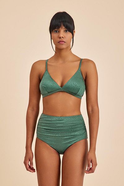 Amarelle Partea de jos de bikini verde Bali cu talie înaltă