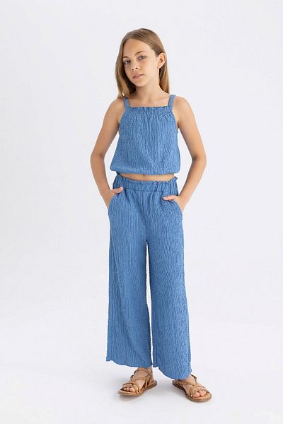 DeFacto Dívčí halenka s elastickým nákrčníkem a ramínky - C5729A824HS