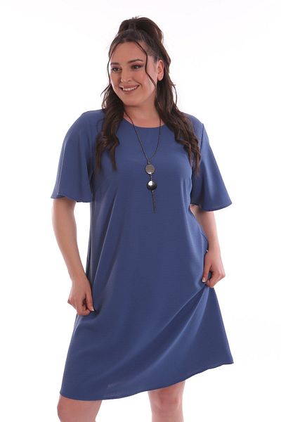 Trend42plus Κοντομάνικο φόρεμα Indigo Plus Size