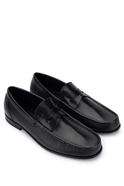 Tamer Tanca Genuine Leather Black Men's Loafer Shoes