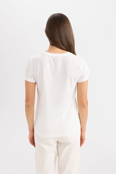 DeFacto Tričko Regular Fit Crew s potištěným krátkým rukávem C8766AX24SP