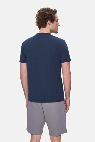 UCLA Ανδρικό μπλουζάκι FABIO Navy Blue Crew Neck με στάνταρ εφαρμογή