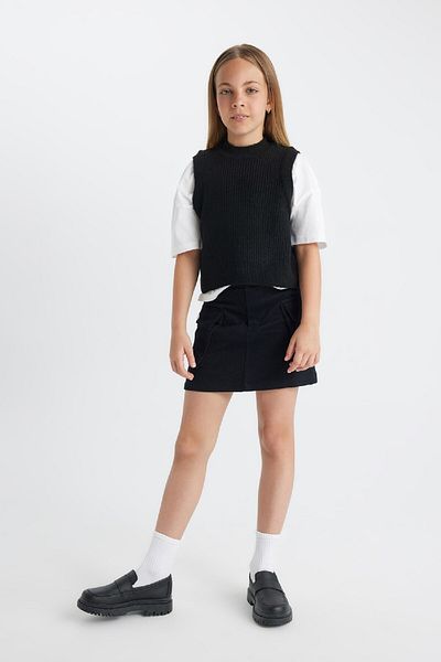 DeFacto Girl's Black Crew Neck Knitwear Sweater A2894A824Au