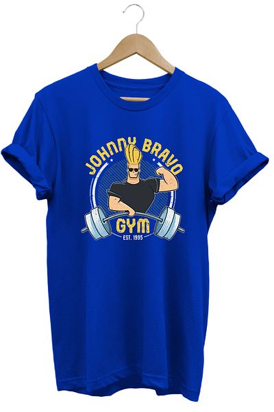 remonz Johnny Bravo Gym Printed 100% Cotton Regular T-shirt