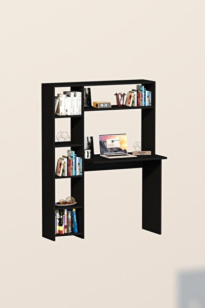 Moonlife Duru Kitaplıklı Çalışma Masası Siyah