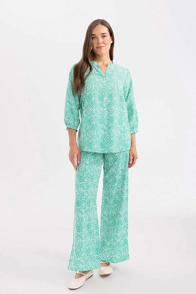 DeFacto Wide Wide Leg Pants with Stretch and Pattern - Slit Pockets C9161Ax24Sm