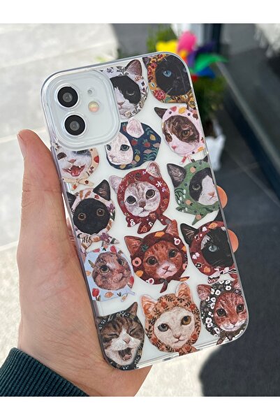 EDELFU İPhone 11 için UYUMLU Sevimli Kediler Baskılı Kamera Korumalı Şeffaf K...
