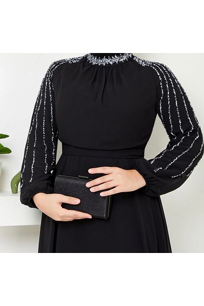 BestShopping Hijab Evening Dress with Stones on the Sleeves