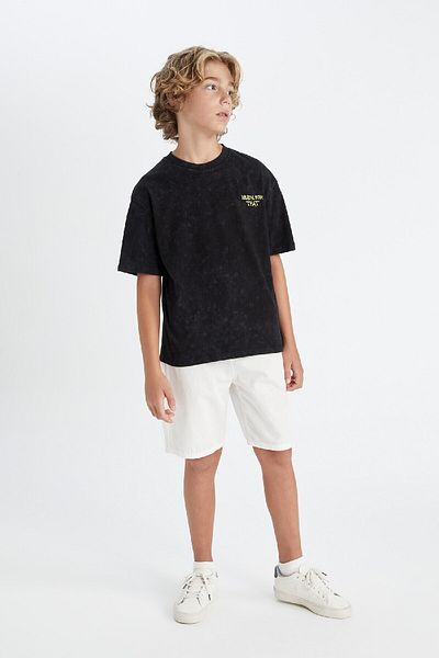 DeFacto Boy's Oversize Crew Neck T-Shirt - Washable Pale Effect, Short Sleeve C6283A824Hs
