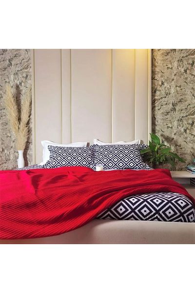 Kotonia Home - Pique Blanket, 220x240 Cm, 100% Cotton, Red