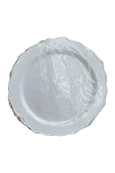 omeyva Küçük Boy - 18 Cm. Sert Plastik Mika Tabak - Beyaz - 18 Cm. - 6'lı Paket