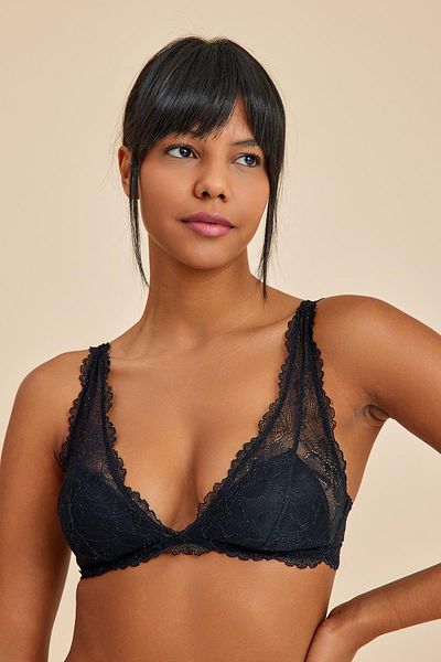 Amarelle Sutien Roma Black, fără sârmă, cu dantelă, fără căptușeală, triunghiulară