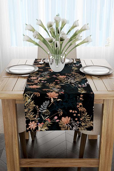 Cango Home Burgundy Flower Motif Patterned Digital Printed Runner Cgh1353-Rn
