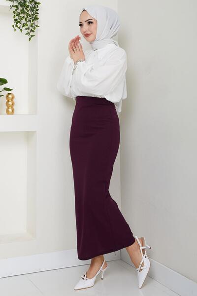 hafsamina Purple Pencil Skirt Hm2714